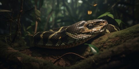 Anaconda in the rain forrest. Gen AI