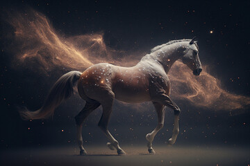 Fototapeta na wymiar horse floating in starry outer space, Generative AI