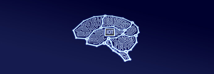 IOT brain with board circuit concep 3d render