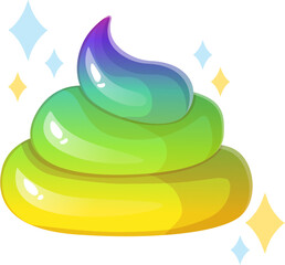 Magic unicorn poop. Rainbow cartoon shit.