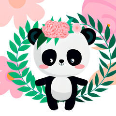 panda with cute cartoon