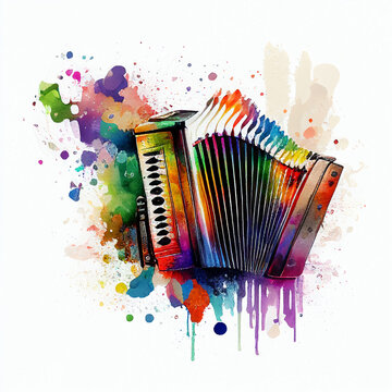 colorful watercolor accordion music instrument clip art preview