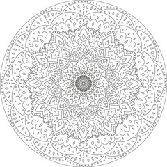 Round lace mandala ornament. Coloring book drawing.