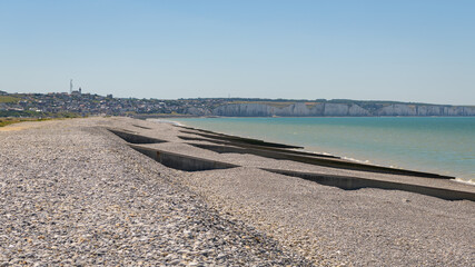 Coast and high cliffs near Ault on a sunny day in summer
