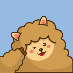 alpaca llama pose cute cartoon vector illustration, animal kawaii