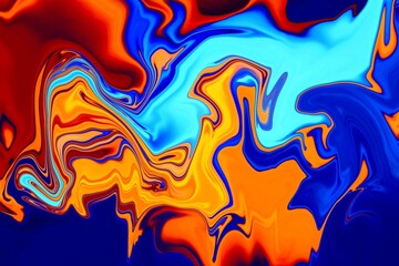 Abstract orange blue and yellow gradient wave liquid background. Neon light curved lines and geometric shape with colorful graphic design.
