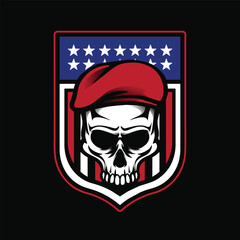 American Military Badge Design. Vector illustrations for your work logo, merchandise t-shirt, stickers and label designs, poster,