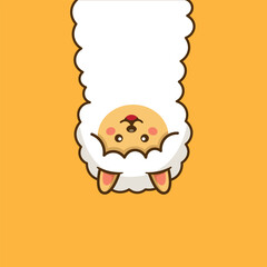 Fototapeta premium peek alpaca llama cute cartoon vector illustration, animal kawaii