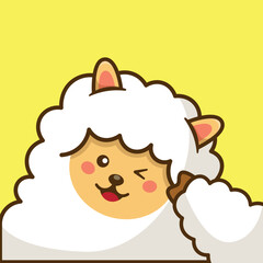 alpaca llama pose cute cartoon vector illustration, animal kawaii