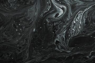 black chalkboard background with marbled texture. Creative, handmade, ink, paint, stroke, brush, textured.