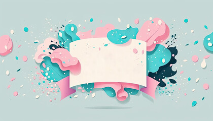 Pink and blue splashes banner with copy space, gender role or gender reveal illustration, generative ai
