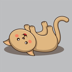 happy cat playing cute cartoon vector animal illustration, kawaii animal
