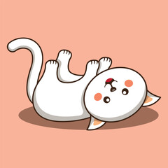 happy cat playing cute cartoon vector animal illustration, kawaii animal