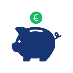 Piggy bank with euro coin