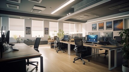 Fototapeta na wymiar Modern Office Interior. Generative AI.