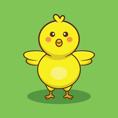 chick standing cute cartoon vector illustration, kawaii animal