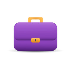 Briefcase or schoolbag icon in 3d style isolated on white background. vector illustration