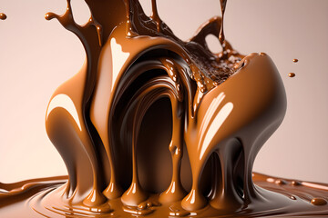 Background with a splash of chocolate, in liquid or paint form cream easter