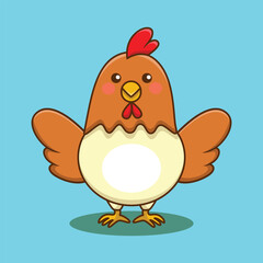 chicken wat to fly cute cartoon vector illustration, kawaii animal
