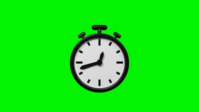Animation timer 45 minutes. stopwatch icon. 3d render. 4k video.Greenscreen