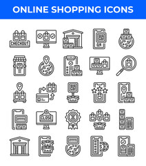 Online shopping line icon. Related to online, shop, packet, box. Editable stroke. Vector illustration
