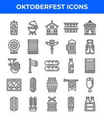 Oktoberfest line icon. Related to sausage, trumpet, tent. Editable stroke. Vector illustration