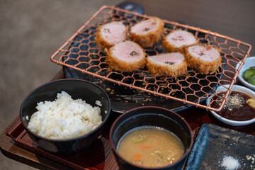 Tonkatsu, Fried Pork serve on plate in restaurant