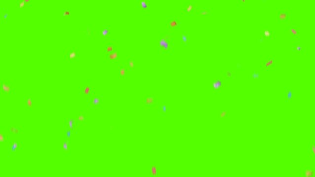 Confetti Explosion on Green Screen. Confetti celebratory explosion with elements.