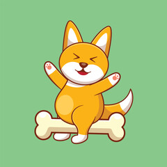 dog streching cute cartoon vector illustration, kawaii animal