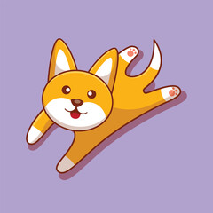 dog streching cute cartoon vector illustration, kawaii animal