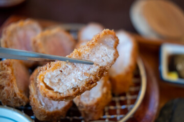Tonkatsu, Fried Pork serve on plate in restaurant