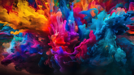 Widescreen desktop background with abstract bright colour splashes