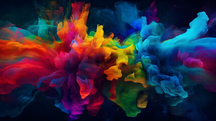 Fototapeta na wymiar Widescreen desktop background with abstract bright colour splashes