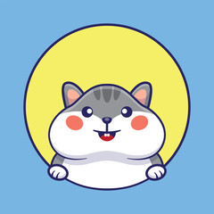 adorable hamster in a circle cute cartoon vector illustration, kawaii animal