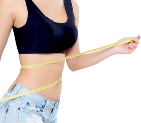 Asian woman diet and slim with measuring waist for weight, girl have cellulite and calories loss with tape measure, health and wellness concept.
