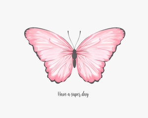  positive quote butterfly pink flower rose and daisies watercolor hand drawn design