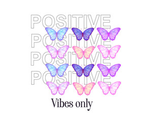 positive quote butterfly pink flower rose and daisies watercolor hand drawn design