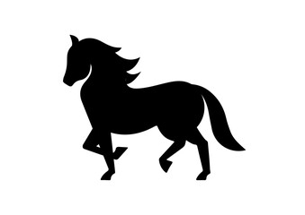 Fototapeta na wymiar Horse Icon Flat Design Vector. Black Silhouette Of A Horse