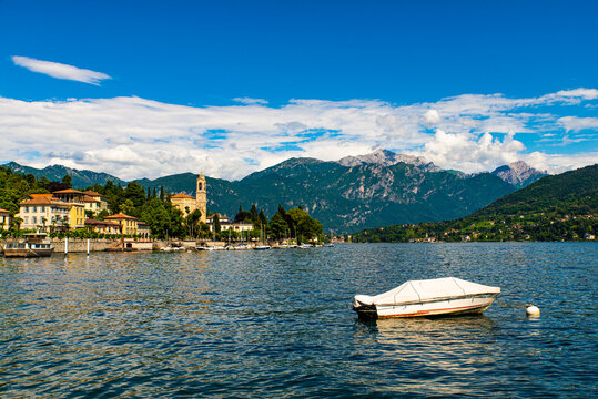 Tremezzina, on Lake Como, by day.
