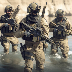 Fototapeta premium soldiers in camouflage