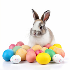 Bunny with easter eggs