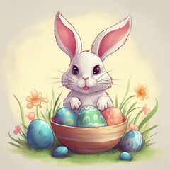 Bunny with eggs for easter