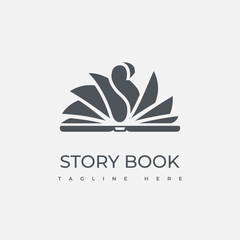 Reading book And Initial Letter S Logo. Silhouette of an open book with flying pages. Usable for Business, online course, bookstore and Education brand. Flat Vector emblem Design Template Element