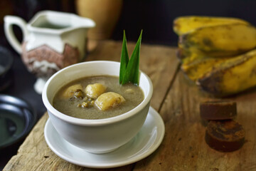 Banana and green bean compote, Indonesian food. Often served during the month of Ramadan.
