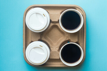 Coffee cups on a tray