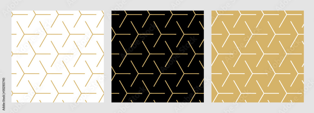 Aufkleber Luxury background pattern seamless geometric line abstract gold color vector. Christmas background.
