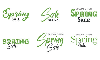 Spring Sale set. Springtime season special offer commercial signs 