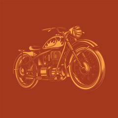 Original vector illustration in retro style. American motorcycle custom made.