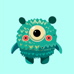 Vector illustration cute and fantastic monster wall art