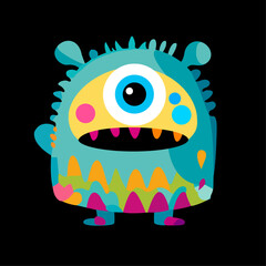 Vector illustration cute and fantastic monster wall art